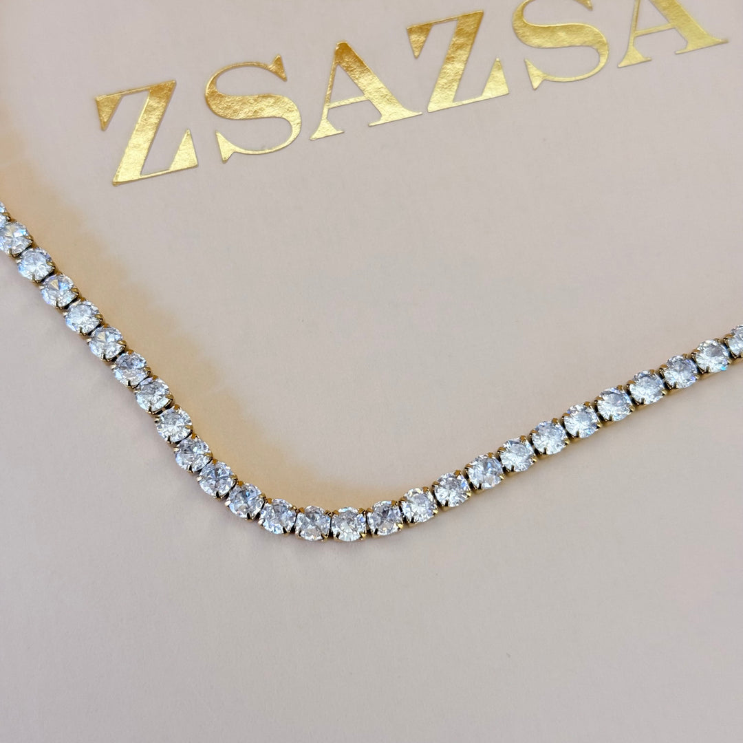 Tennis zircone stainless steel gold set