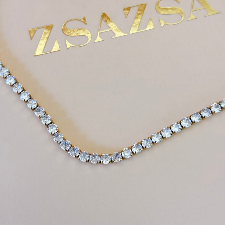 Tennis zircone stainless steel gold set