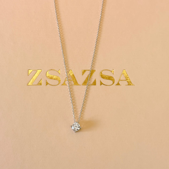 Medium solitaire zircone sterling silver pendant