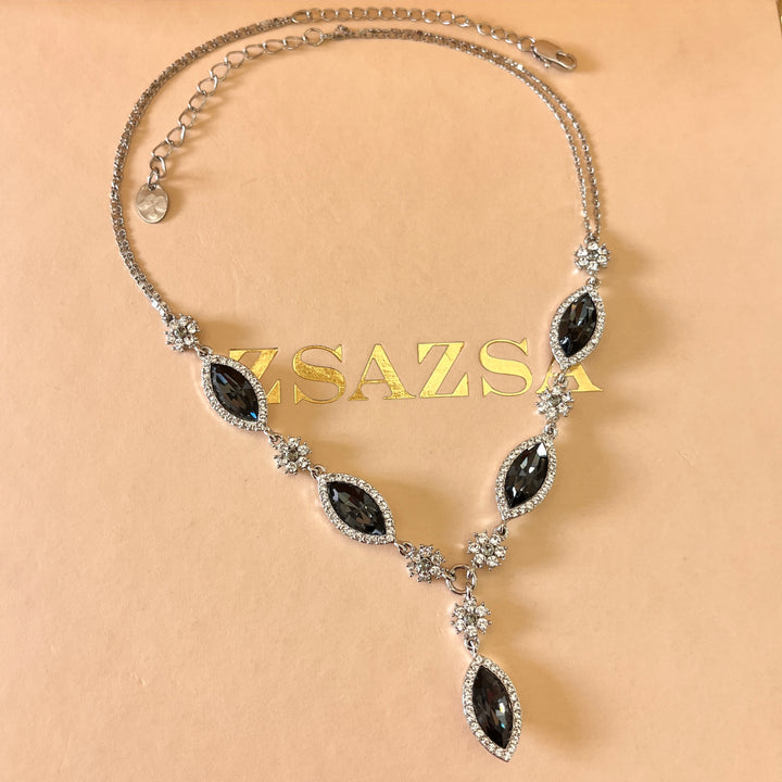 Grey marquise Swarovski crystals set