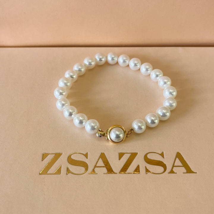 White Mallorca pearls gold plated bracelet