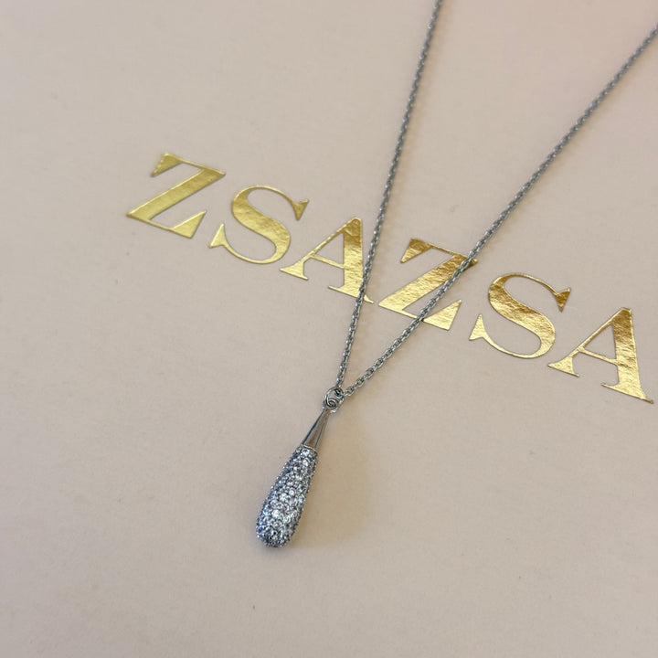 Dainty zircone silver pendant