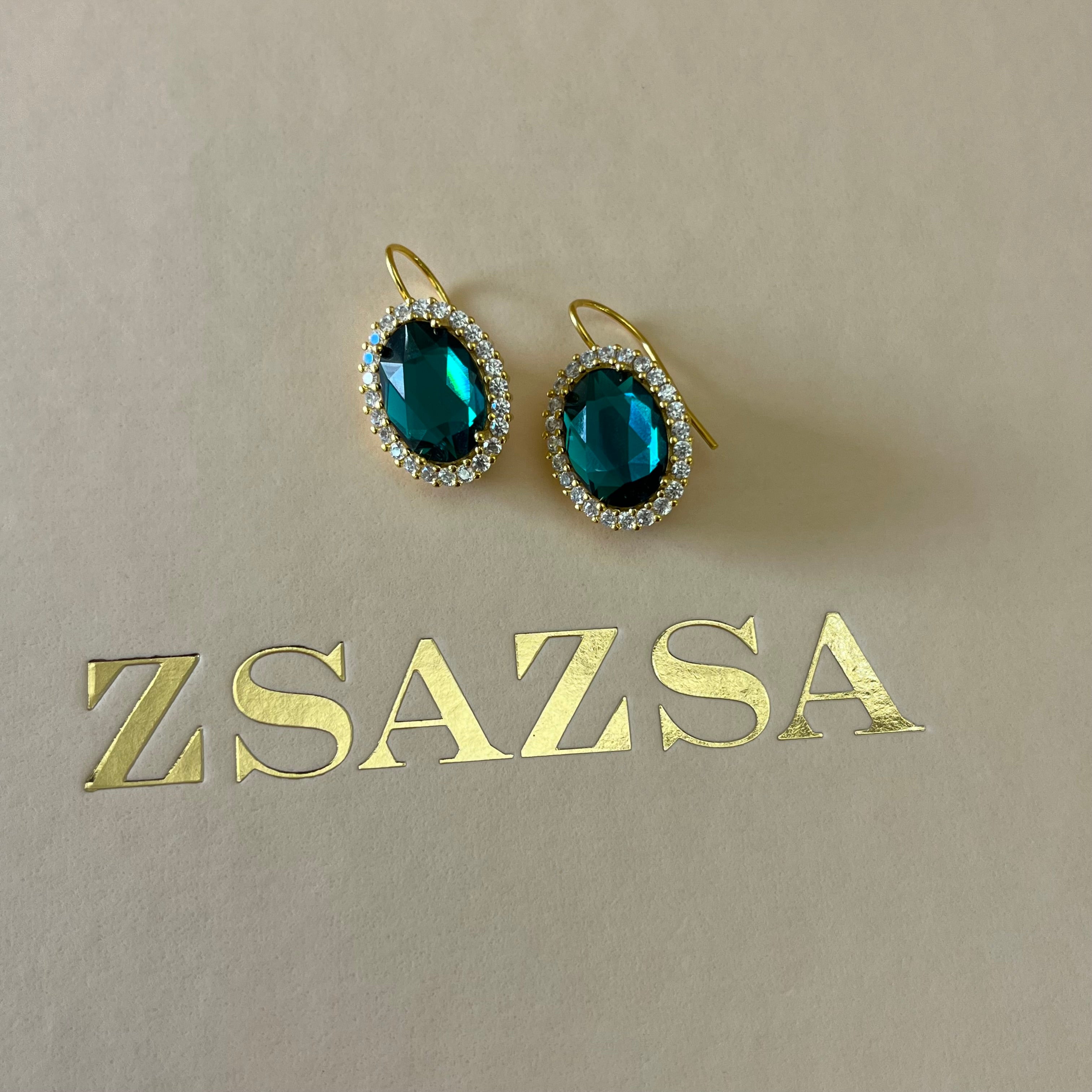 Green Swarovski crystals set