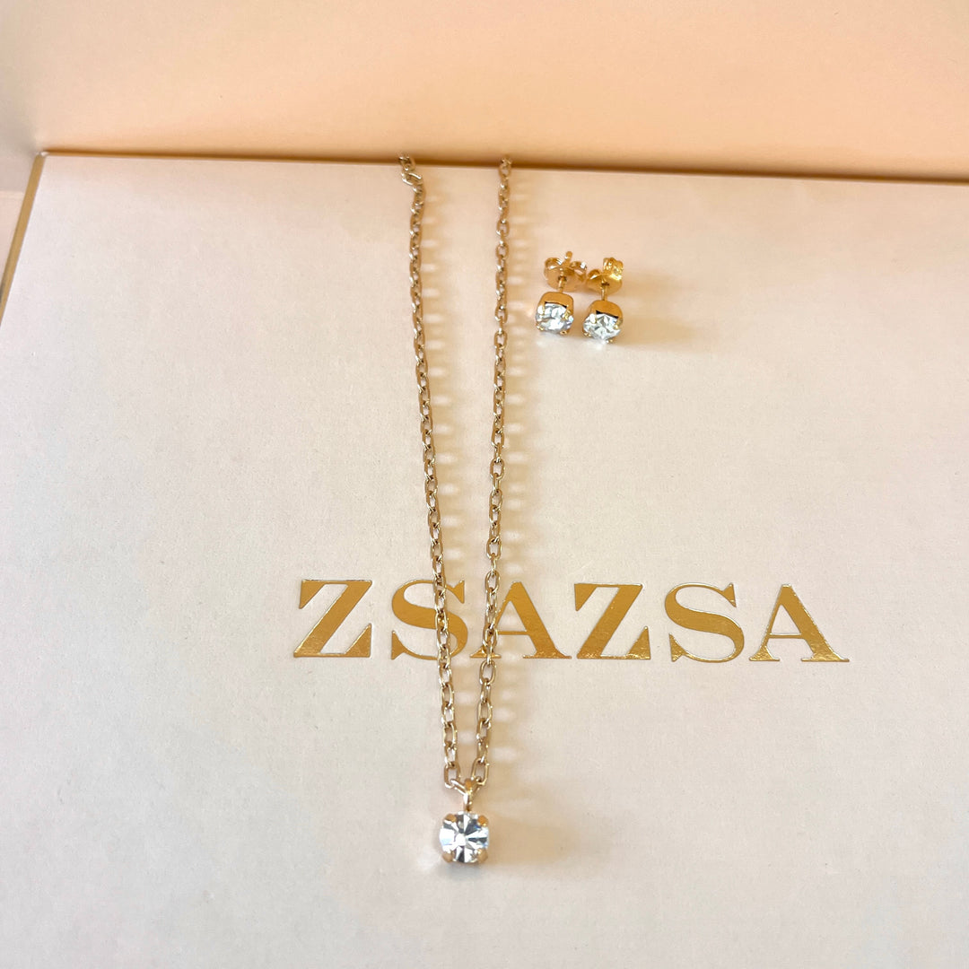Preciosa crystals solitarie gold plated set