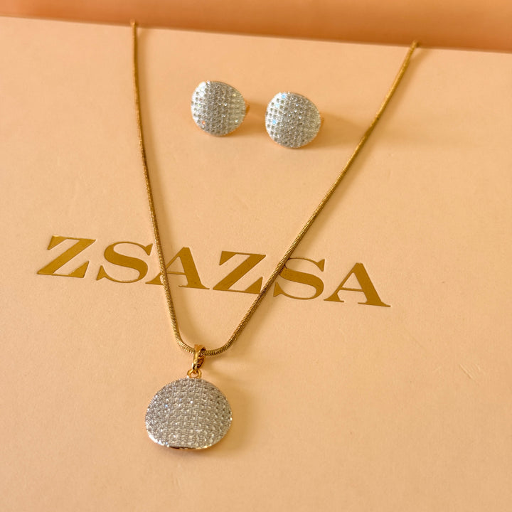 Round zircone gold and silver plated set