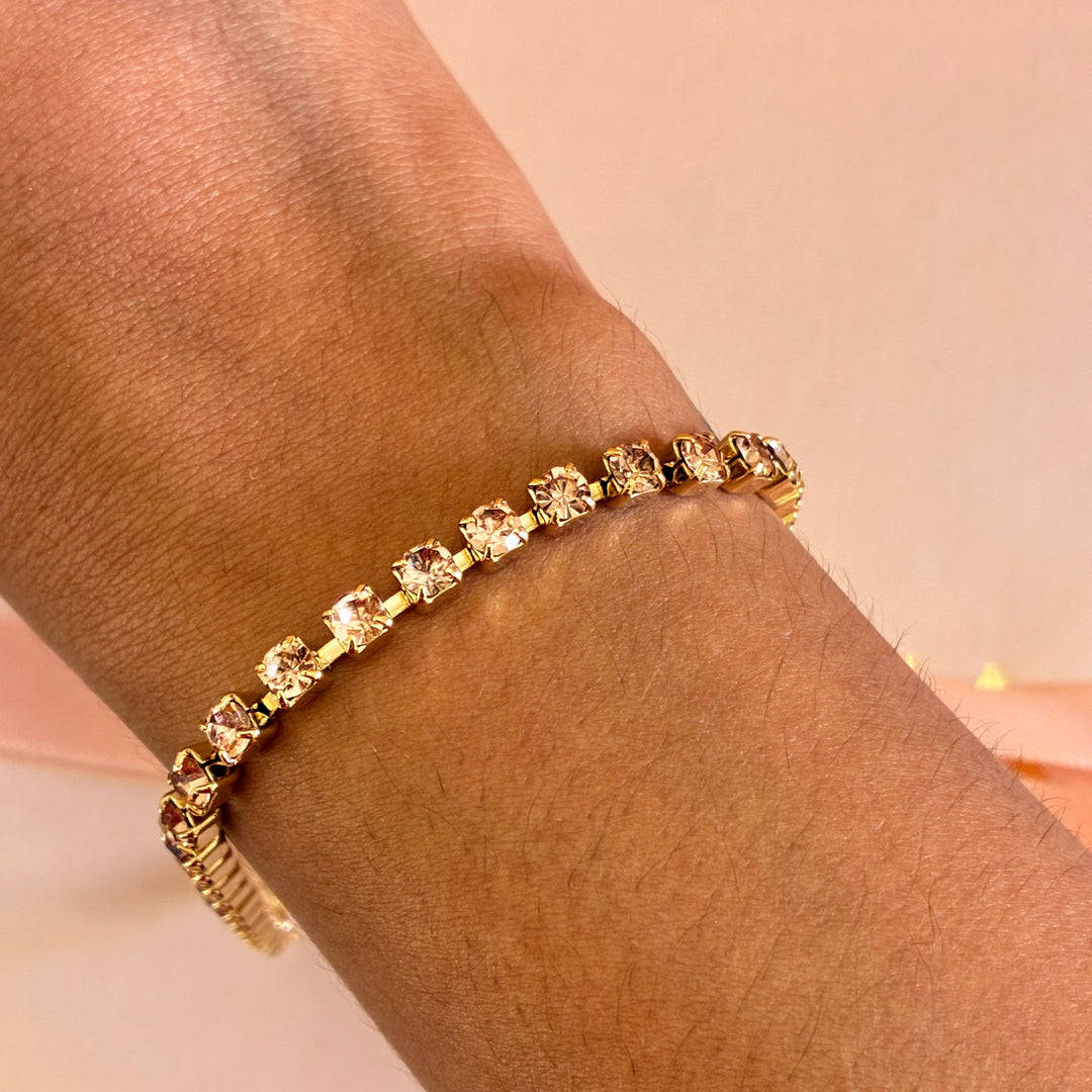 Dainty Peach Swarovski crystals bracelet