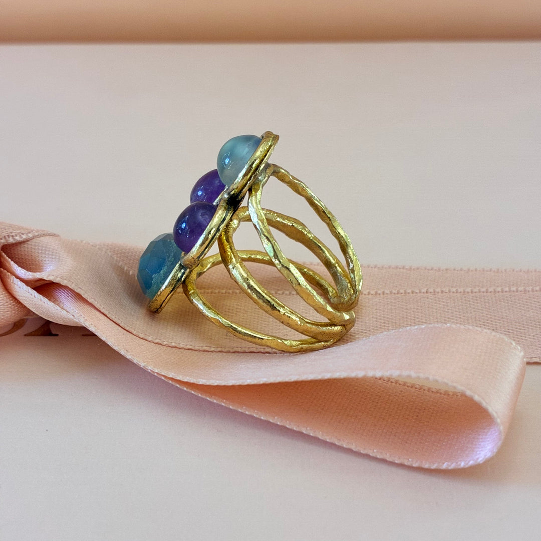 Handmade amethyst gold plated set