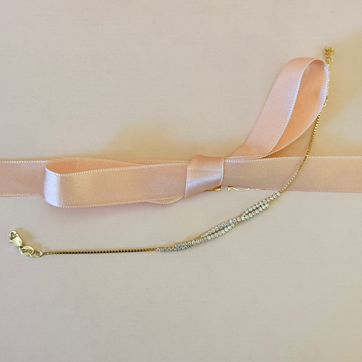 Zircone twisted gold plated sterling silver bracelet
