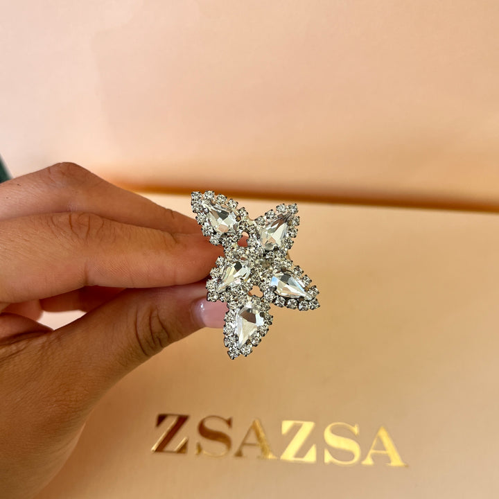 Preciosa crystals teardrop white gold plated ring