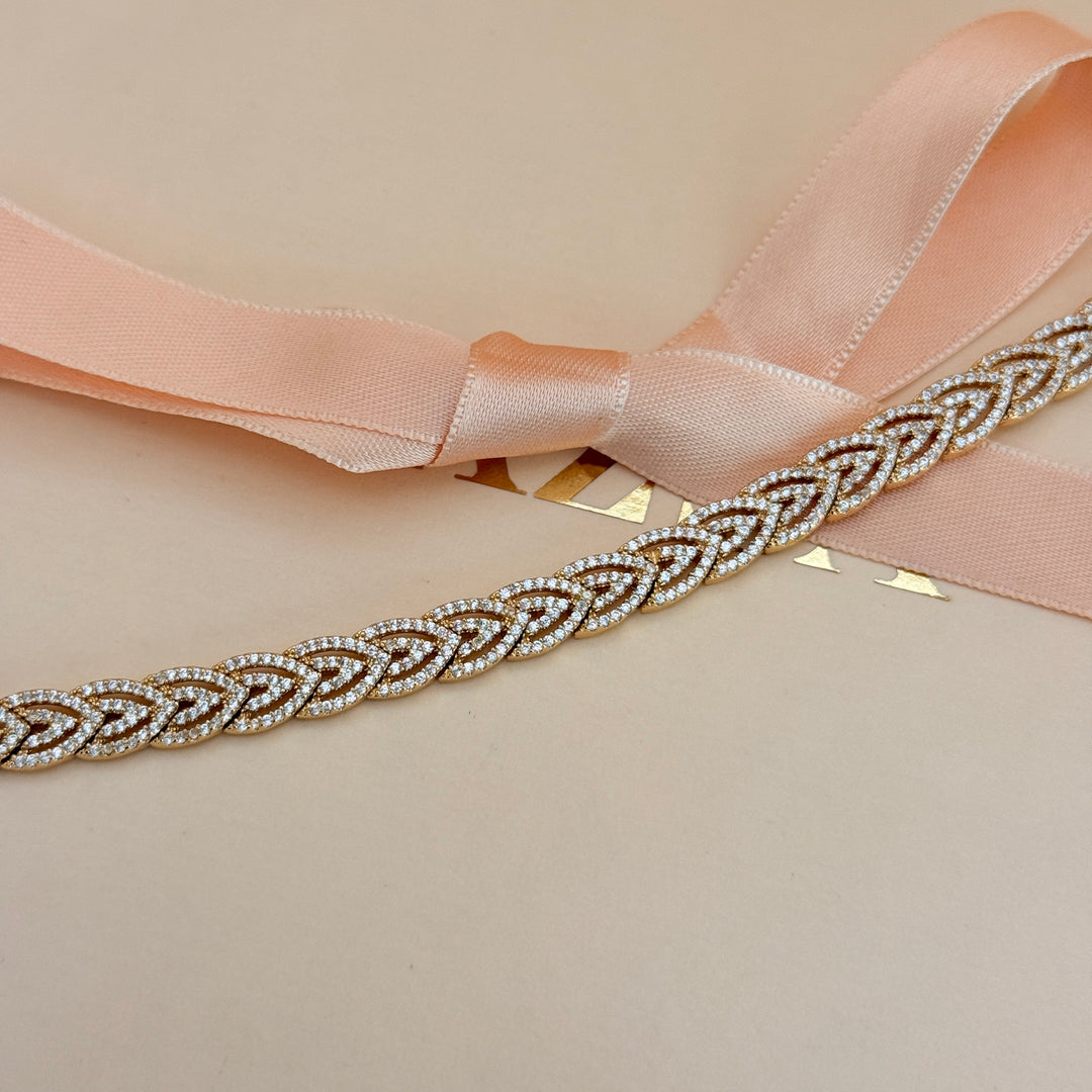 Zircone leaves gold plated bracelet