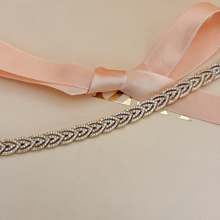 Zircone leaves gold plated bracelet