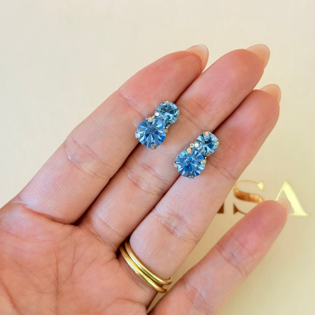 Preciosa crystals light blue silver earrings