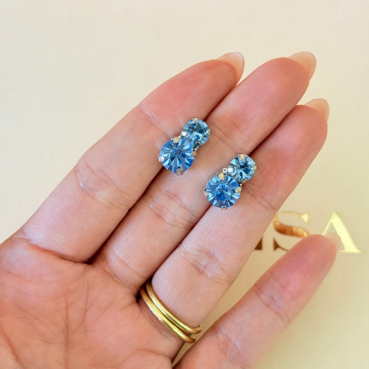 Preciosa crystals light blue silver earrings