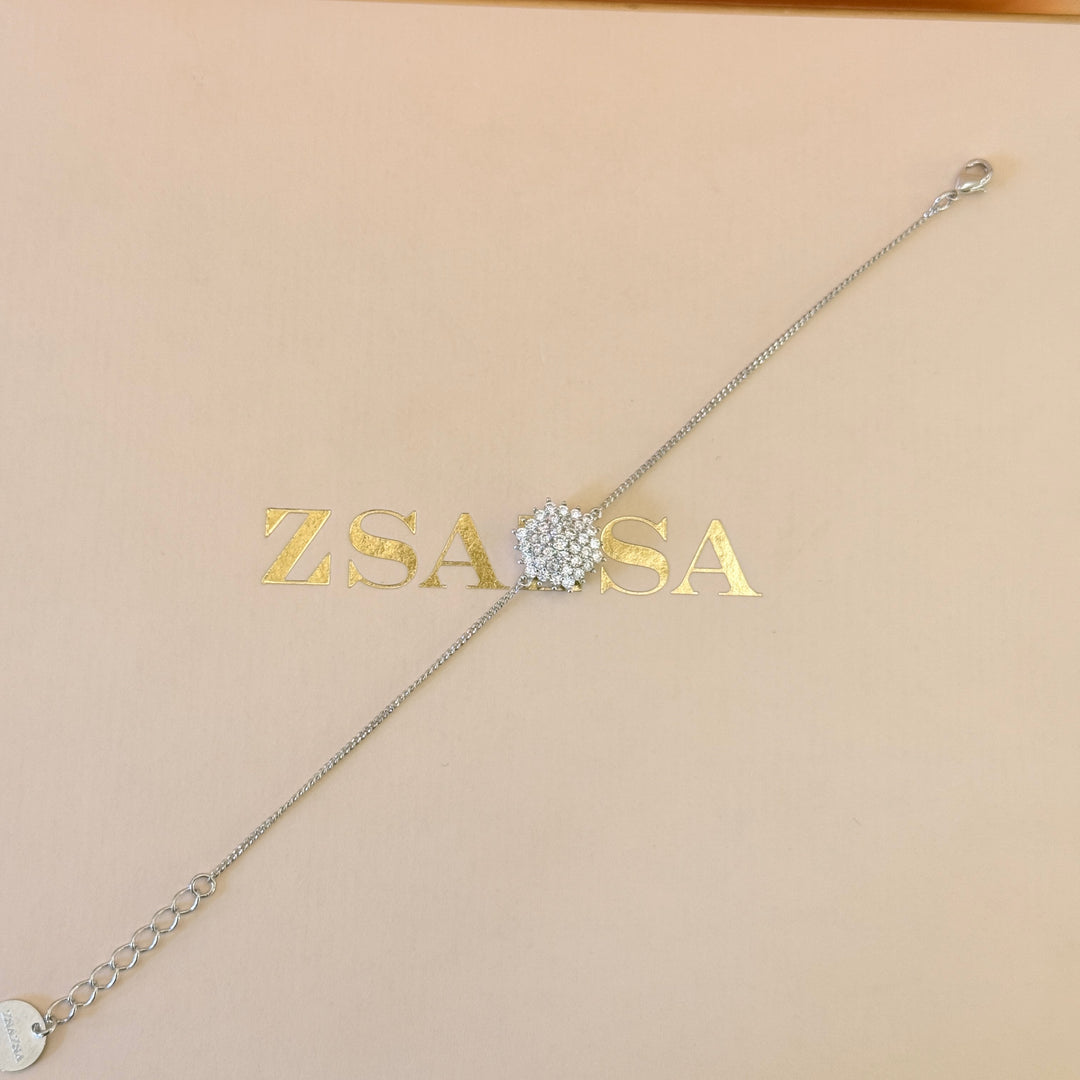 Flower Zircone silver pendant and bracelet