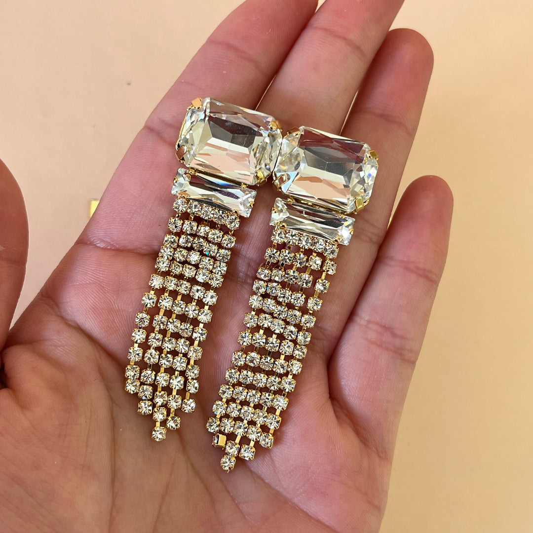 Preciosa crystals gold plated fringe earrings
