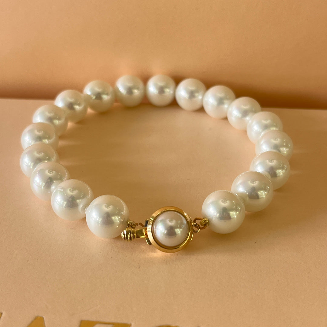White Mallorca pearls gold plated bracelet