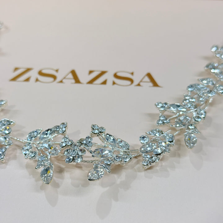 Swarovski crystals leaves & flower flexible headband