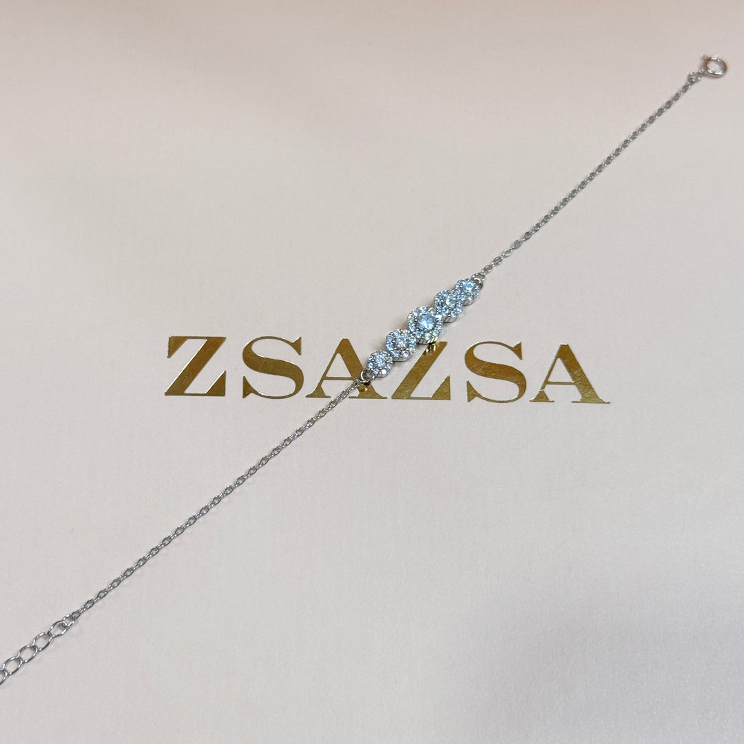 Dainty flower zircone sterling silver bracelet