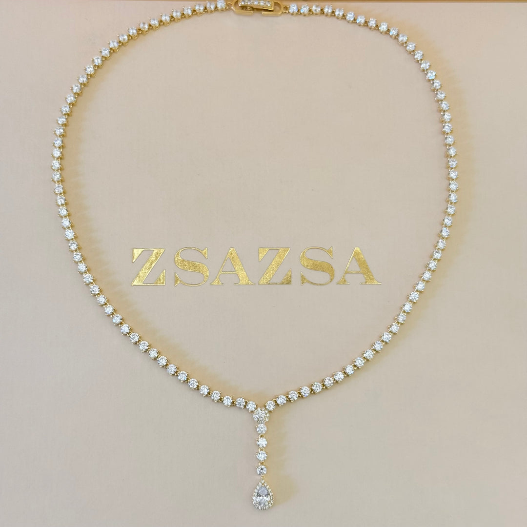 Teardrop zircone gold plated set