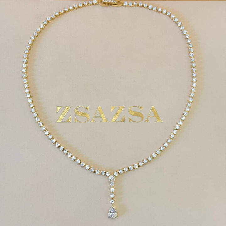 Teardrop zircone gold plated set