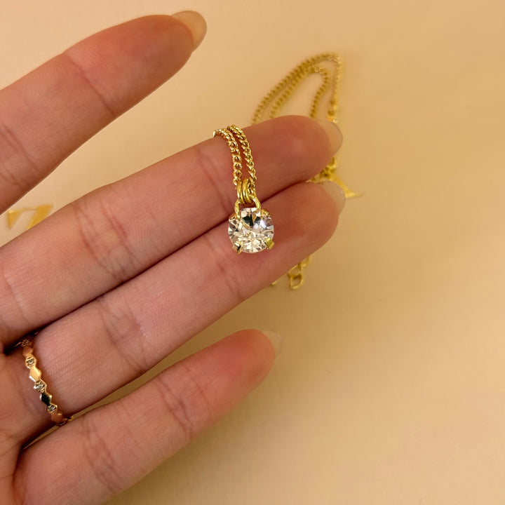 Light pink solitaire Swarovski crystals gold plated set