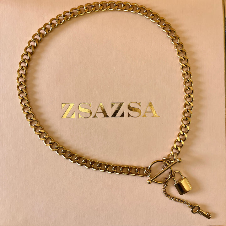 Lock and key stainless steel necklace