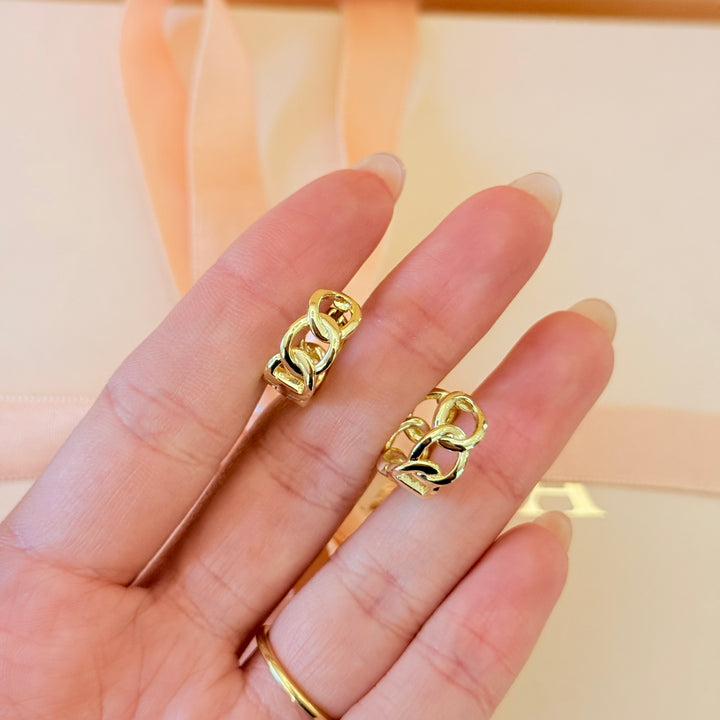 Chain sterling silver gold plated hoops