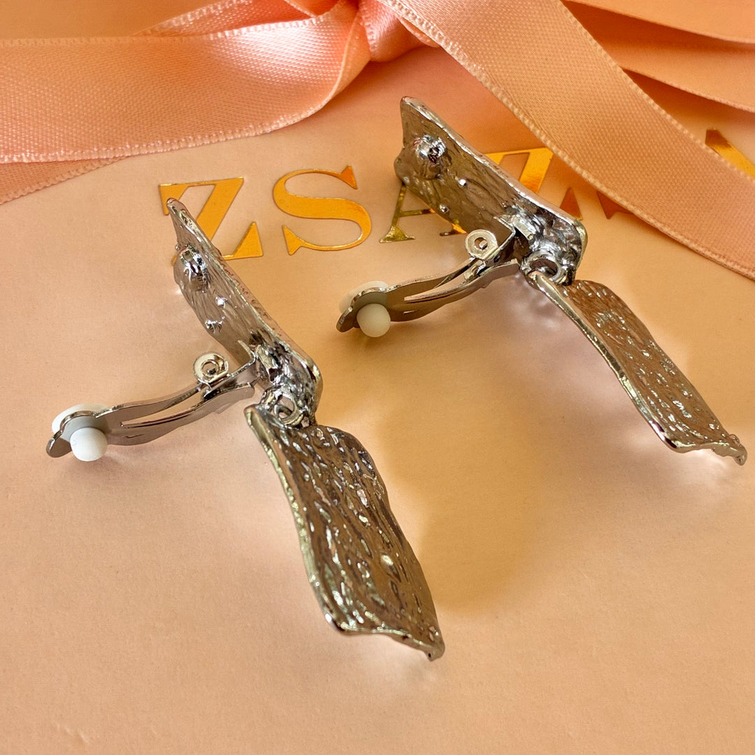 Molten rectangles clip on earrings