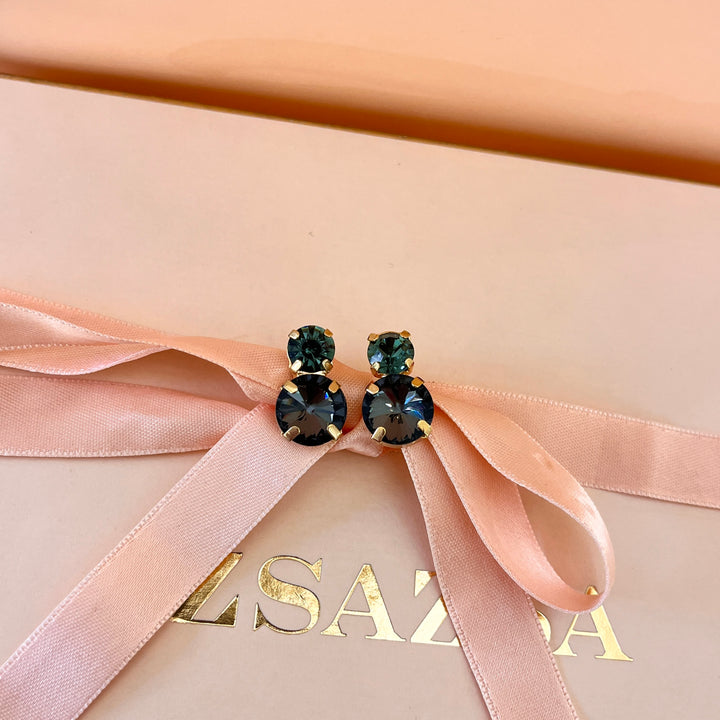 Grey double preciosa crystals studs
