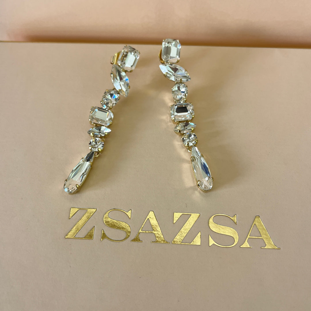Swarovski crystals mix of shapes gold plated set