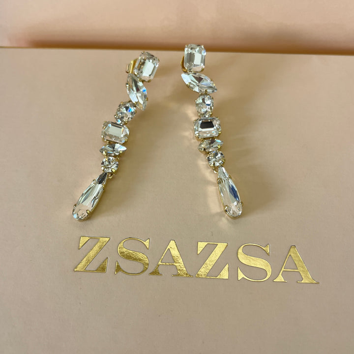 Swarovski crystals mix of shapes gold plated set
