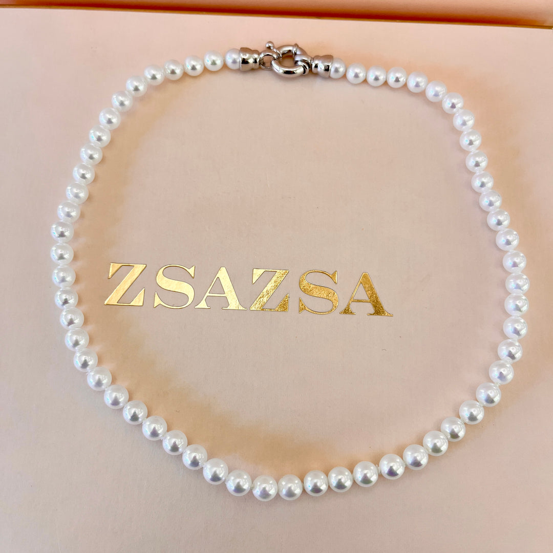White Mallorca pearls white gold plated set