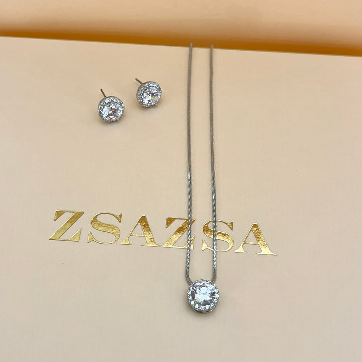 Silver zircone round set