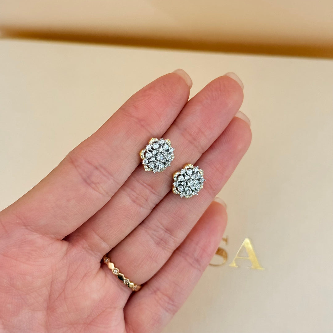 Flower sterling silver zircone pendant set