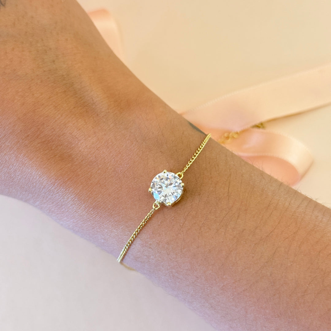Zircone solitaire gold plated bracelet