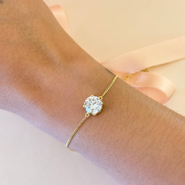 Zircone solitaire gold plated bracelet