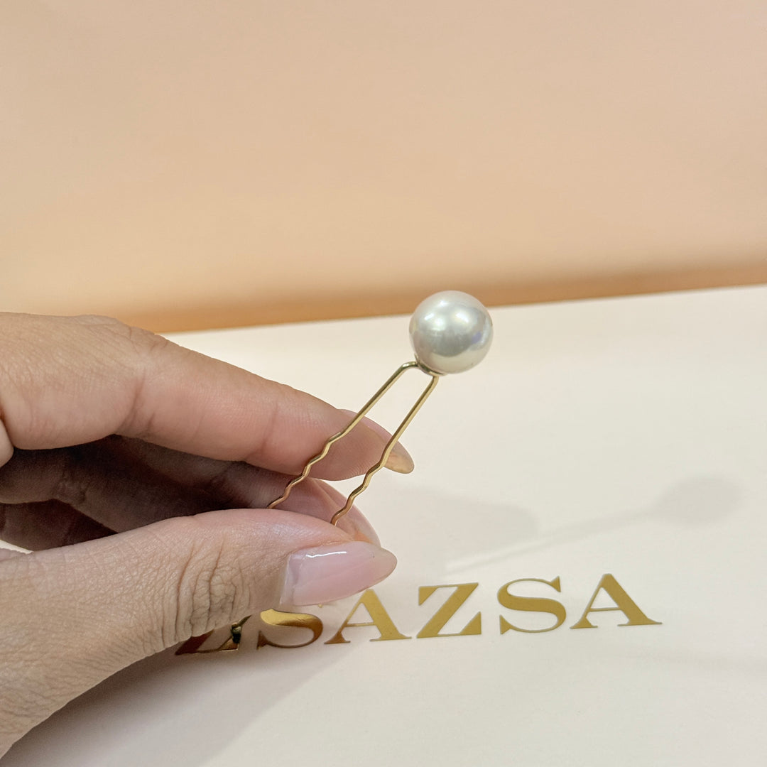 Pearl Simple hair gold pin
