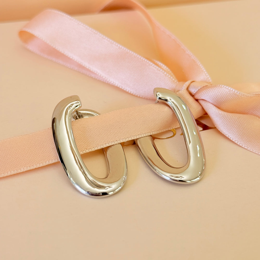 Oval sterling silver hoops