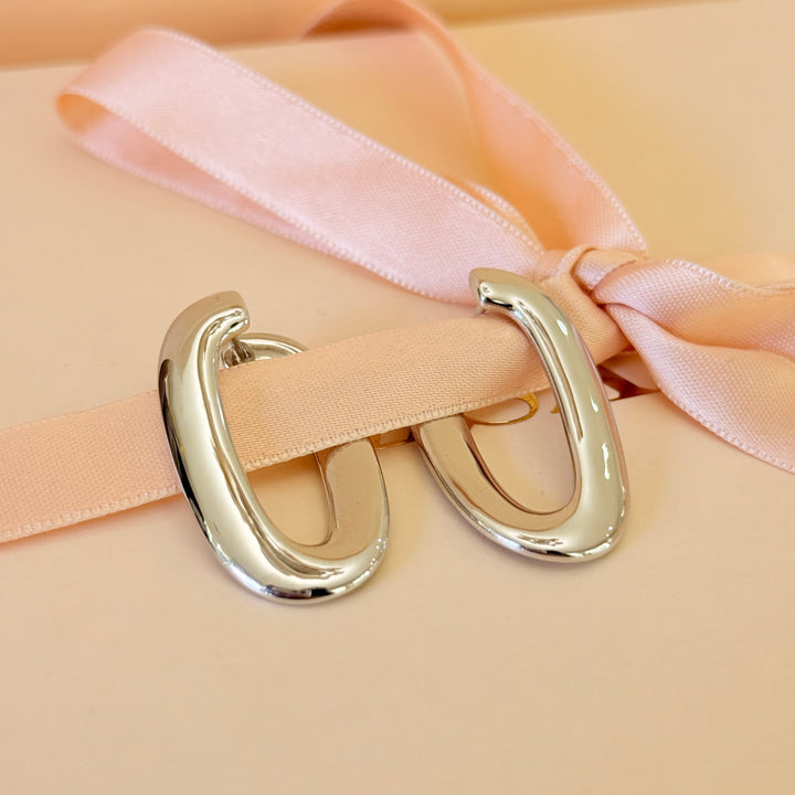 Oval sterling silver hoops