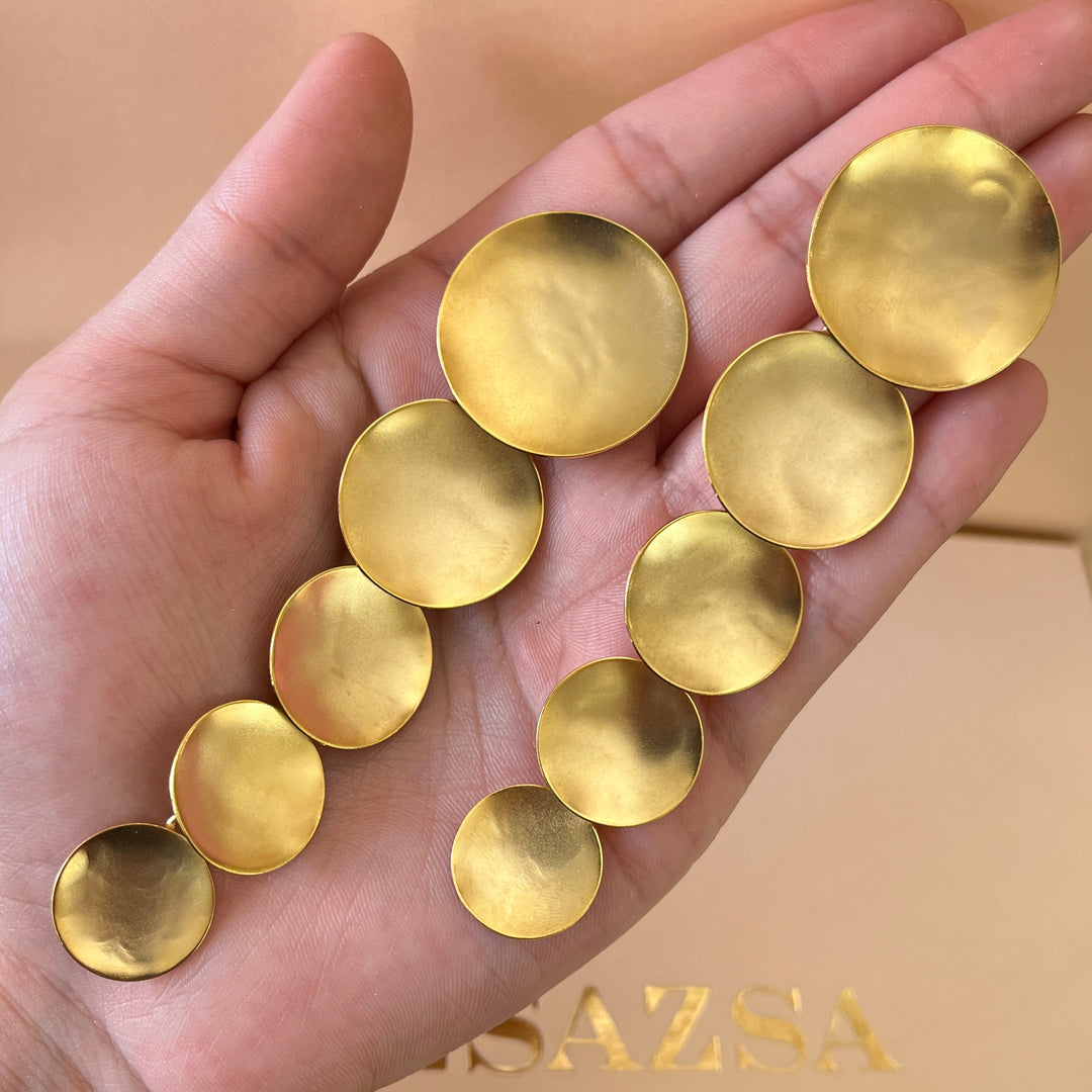 Gold handmade long earrings