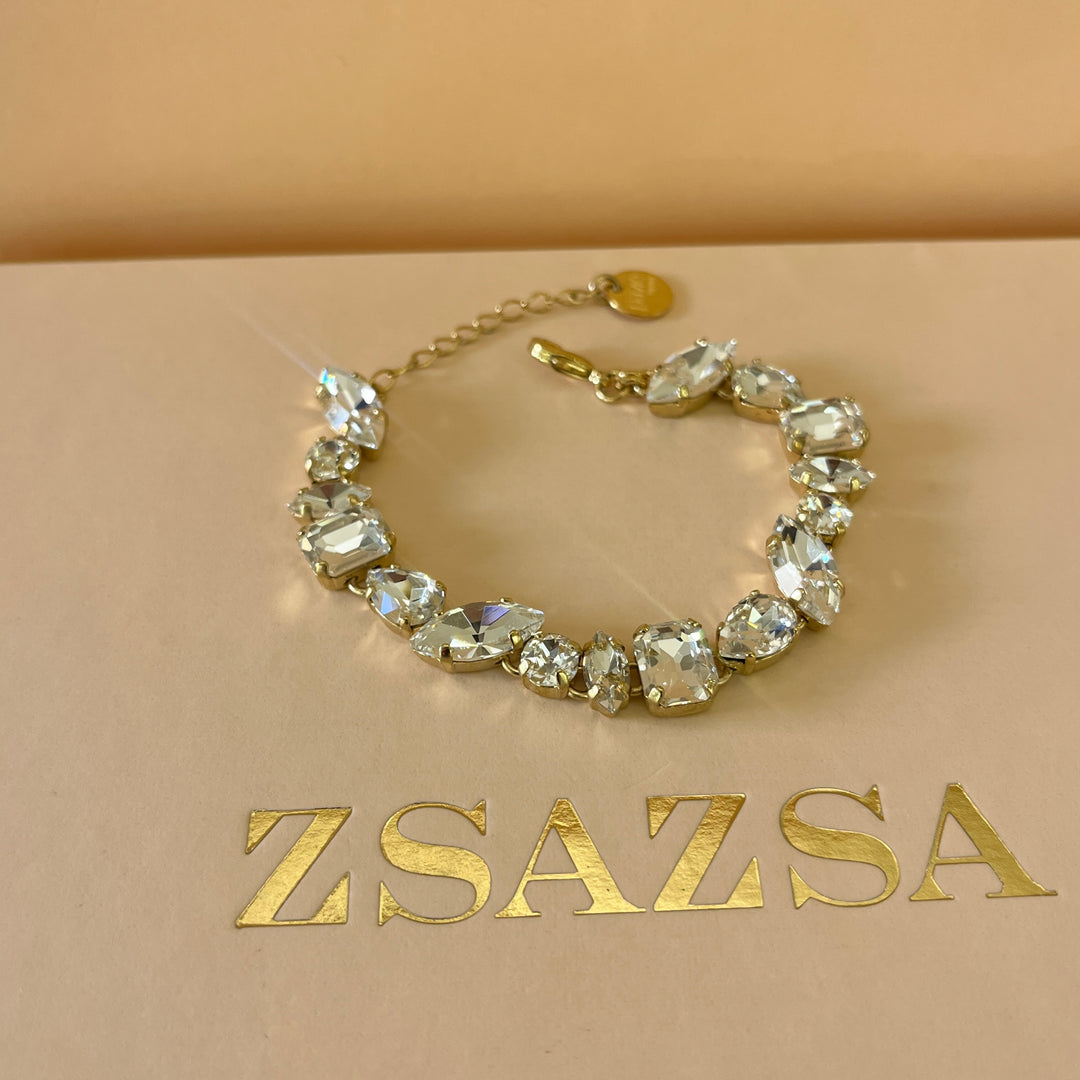 Swarovski crystals mix of shapes gold plated set