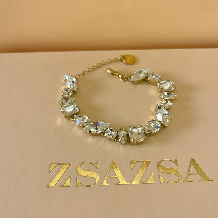 Swarovski crystals mix of shapes gold plated set