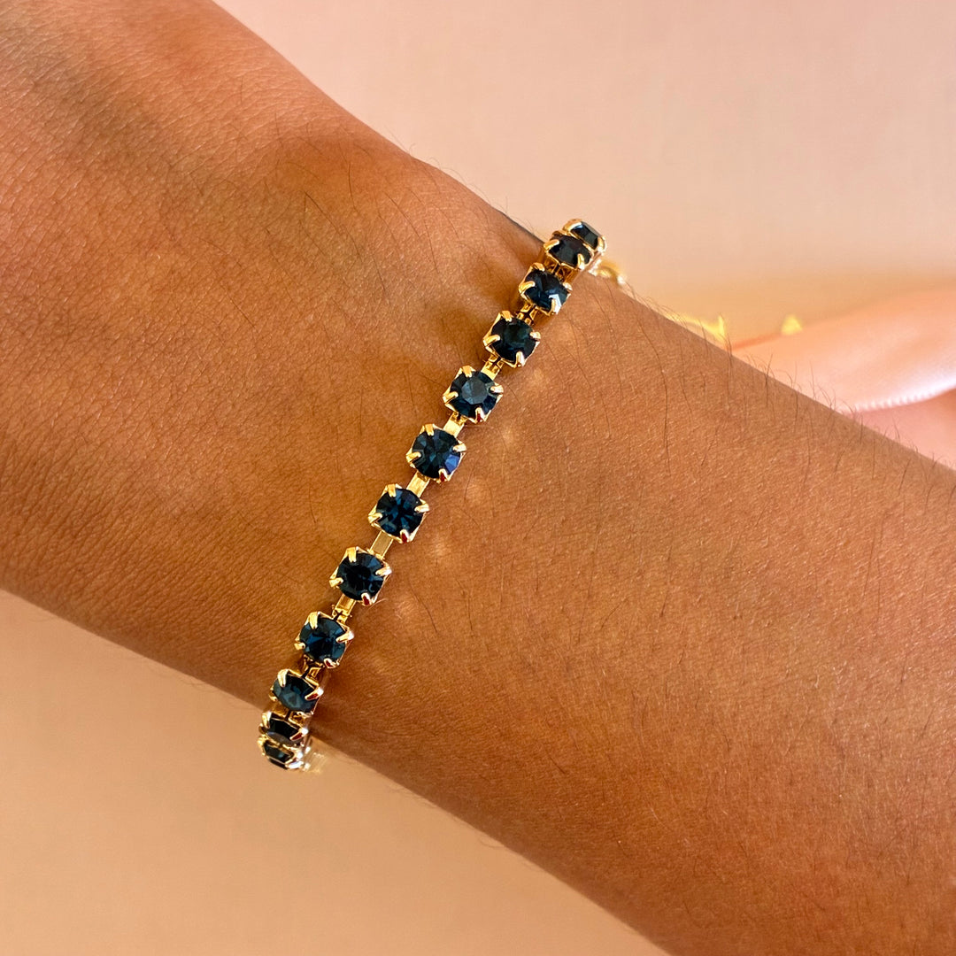 Dainty Navy blue Swarovski crystals bracelet