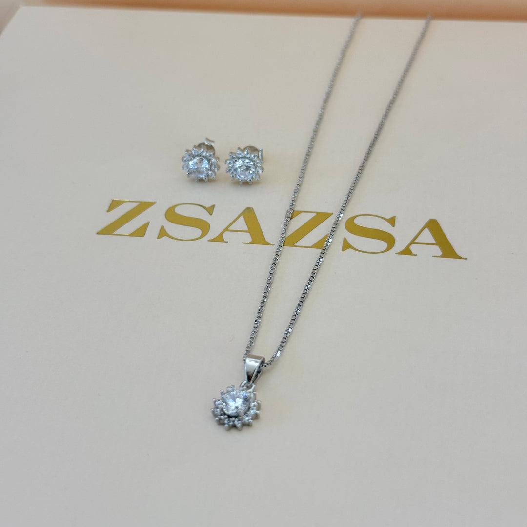 Dainty zircone sterling silver set