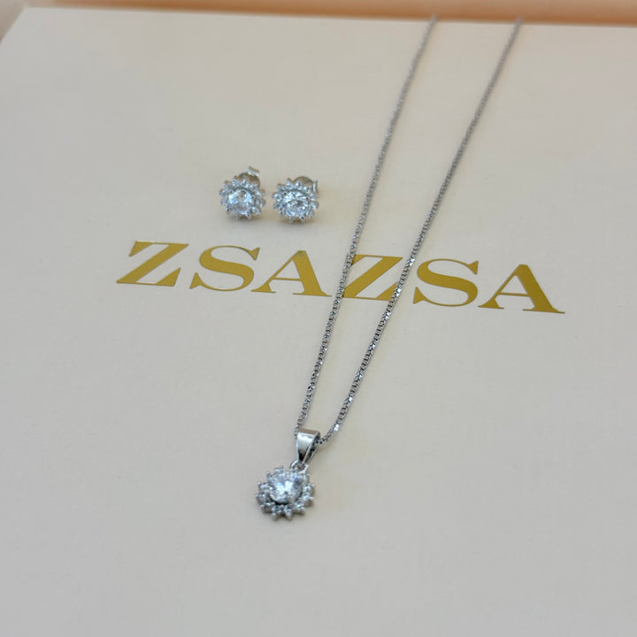 Dainty zircone sterling silver set