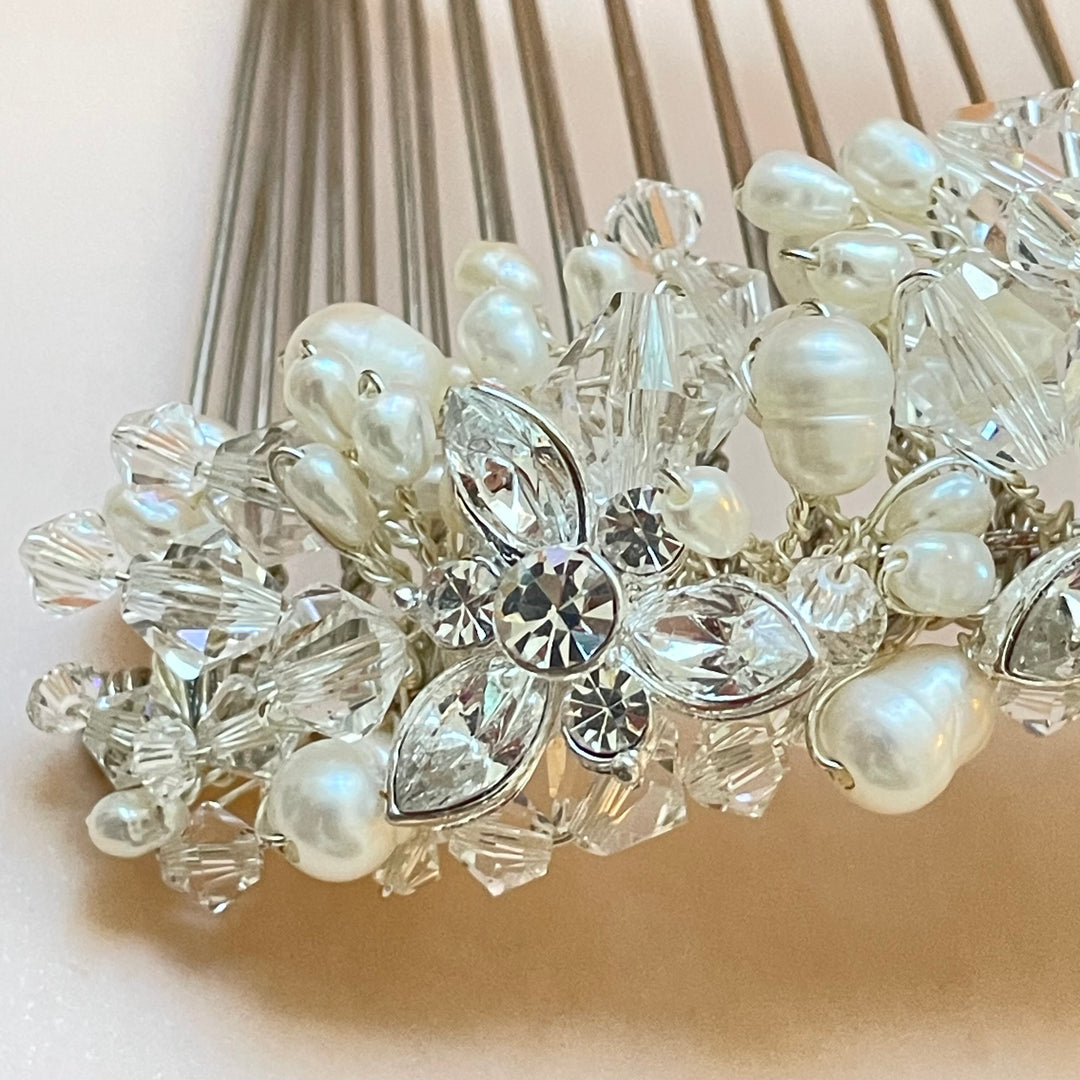 Fresh water silver and pearl comb