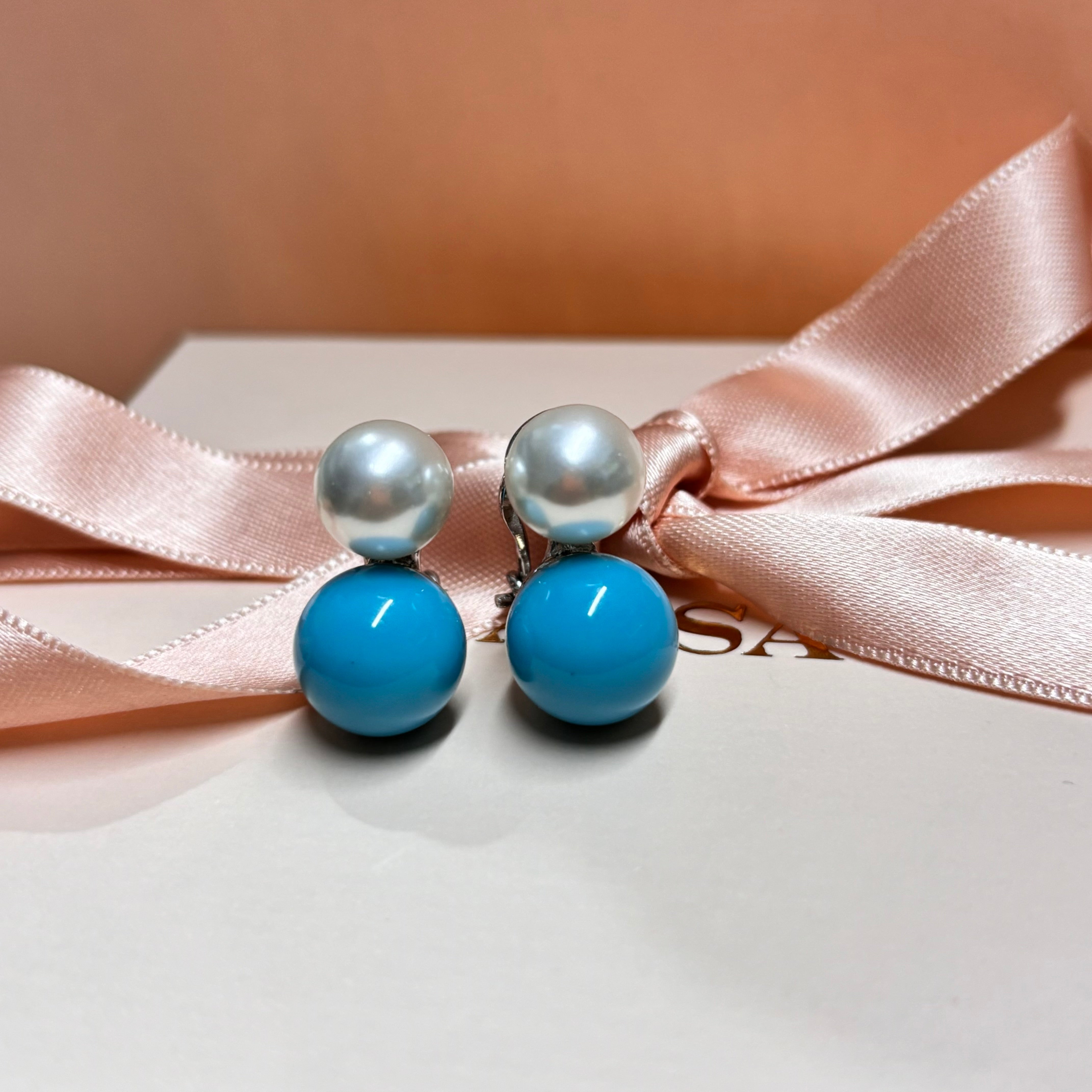 Turquoise and pearl earrings