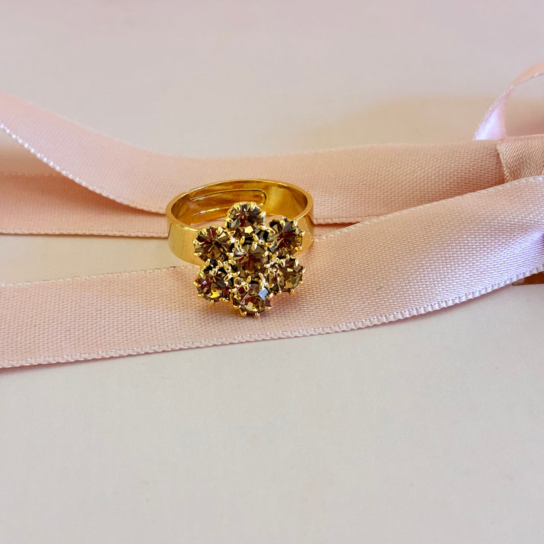 Flower bronze crystals gold plated set