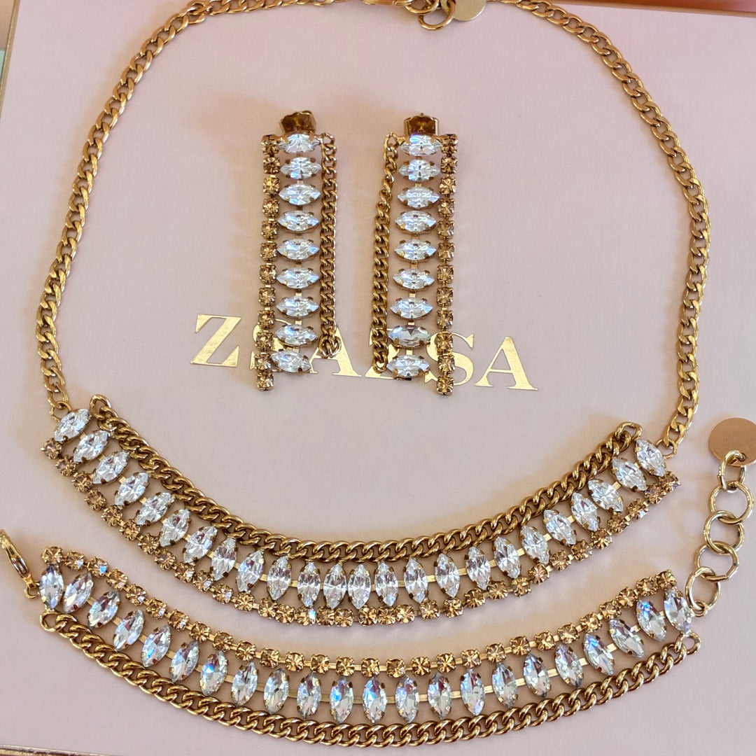 Bronze marquise Swarovski crystals set