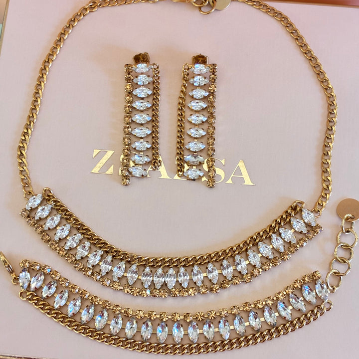 Bronze marquise Swarovski crystals set